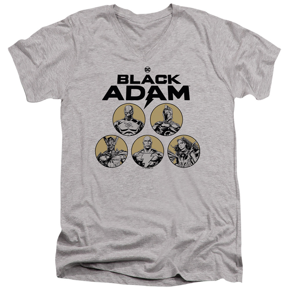 AN OFFCIALLY LICENSED BLACK ADAM BLACK ADAM CONTRAST GROUP MEN'S V-NECK T-SHIRT ATHLETIC HEATHER