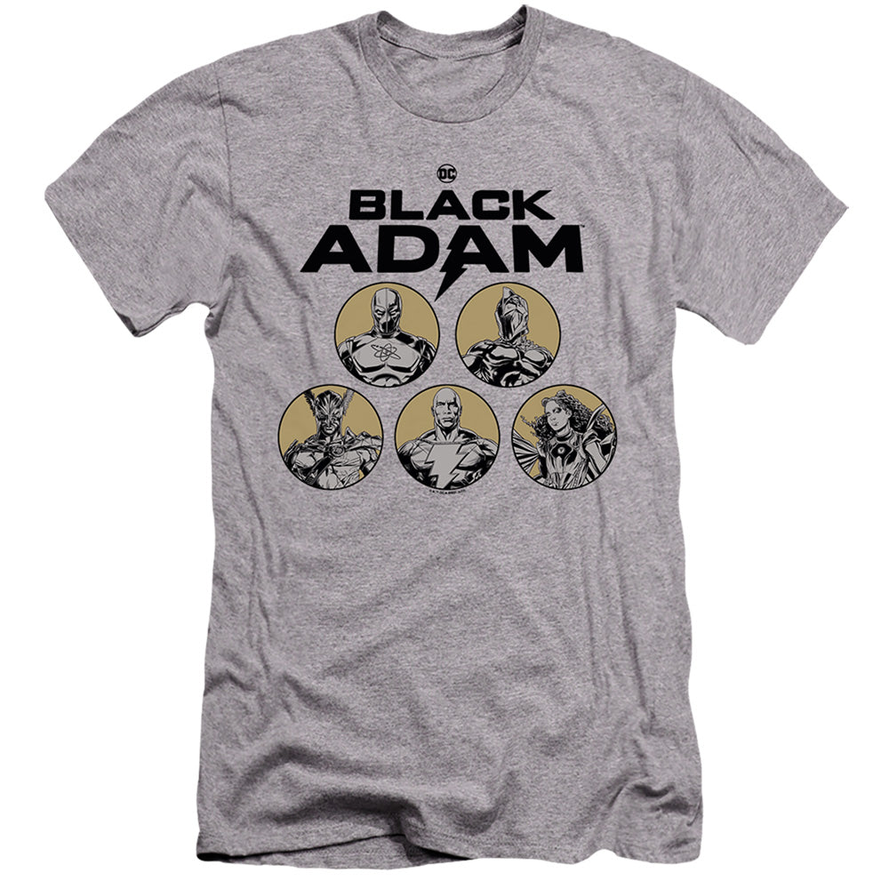 AN OFFCIALLY LICENSED BLACK ADAM BLACK ADAM CONTRAST GROUP MEN'S PREMIUM SLIM FIT T-SHIRT ATHLETIC HEATHER