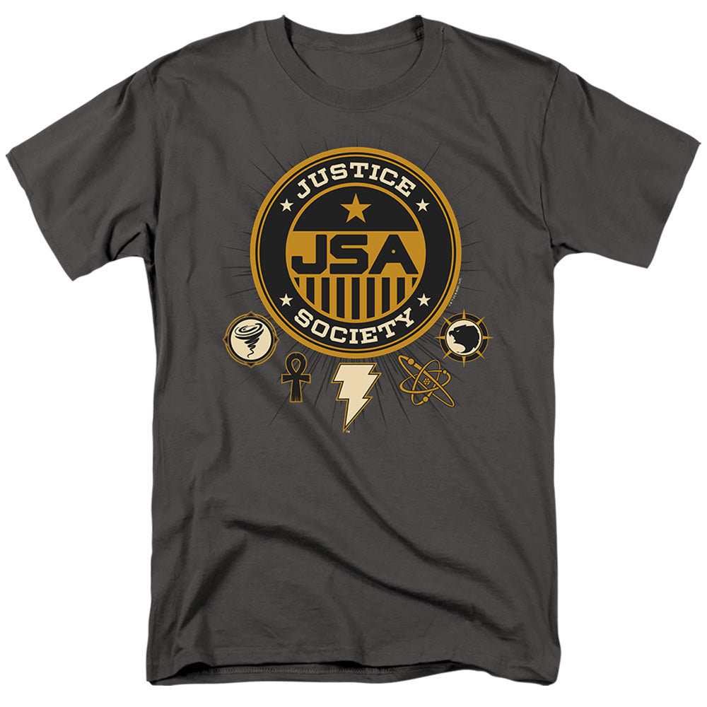 AN OFFCIALLY LICENSED BLACK ADAM BLACK ADAM JUSTICE SOCIETY MEN'S REGULAR FIT T-SHIRT CHARCOAL