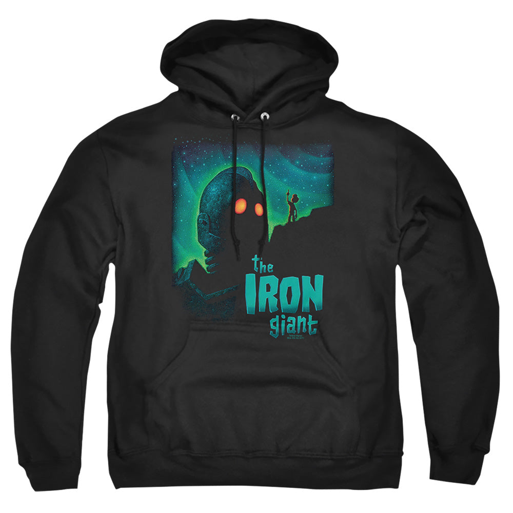 AN OFFCIALLY LICENSED IRON GIANT LOOK TO THE STARS ADULT UNISEX PULLOVER HOODIE BLACK