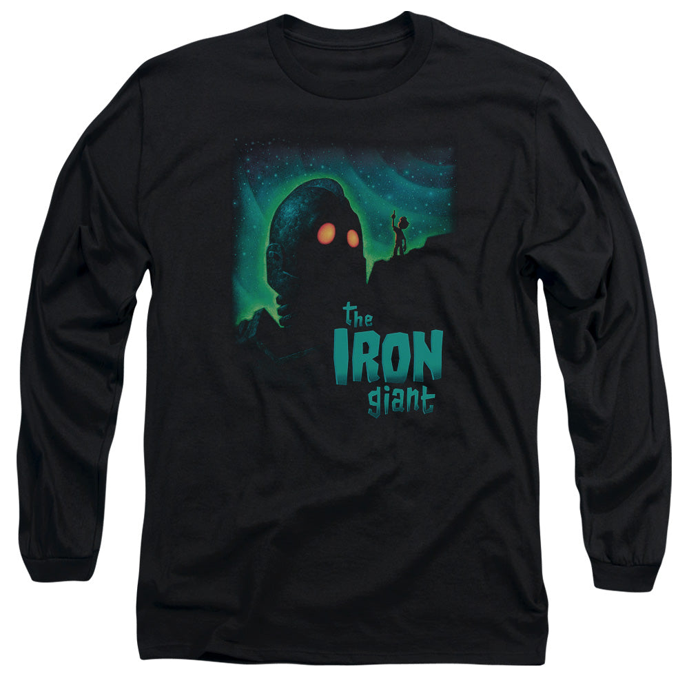 AN OFFCIALLY LICENSED IRON GIANT LOOK TO THE STARS MEN'S LONG SLEEVE T-SHIRT BLACK