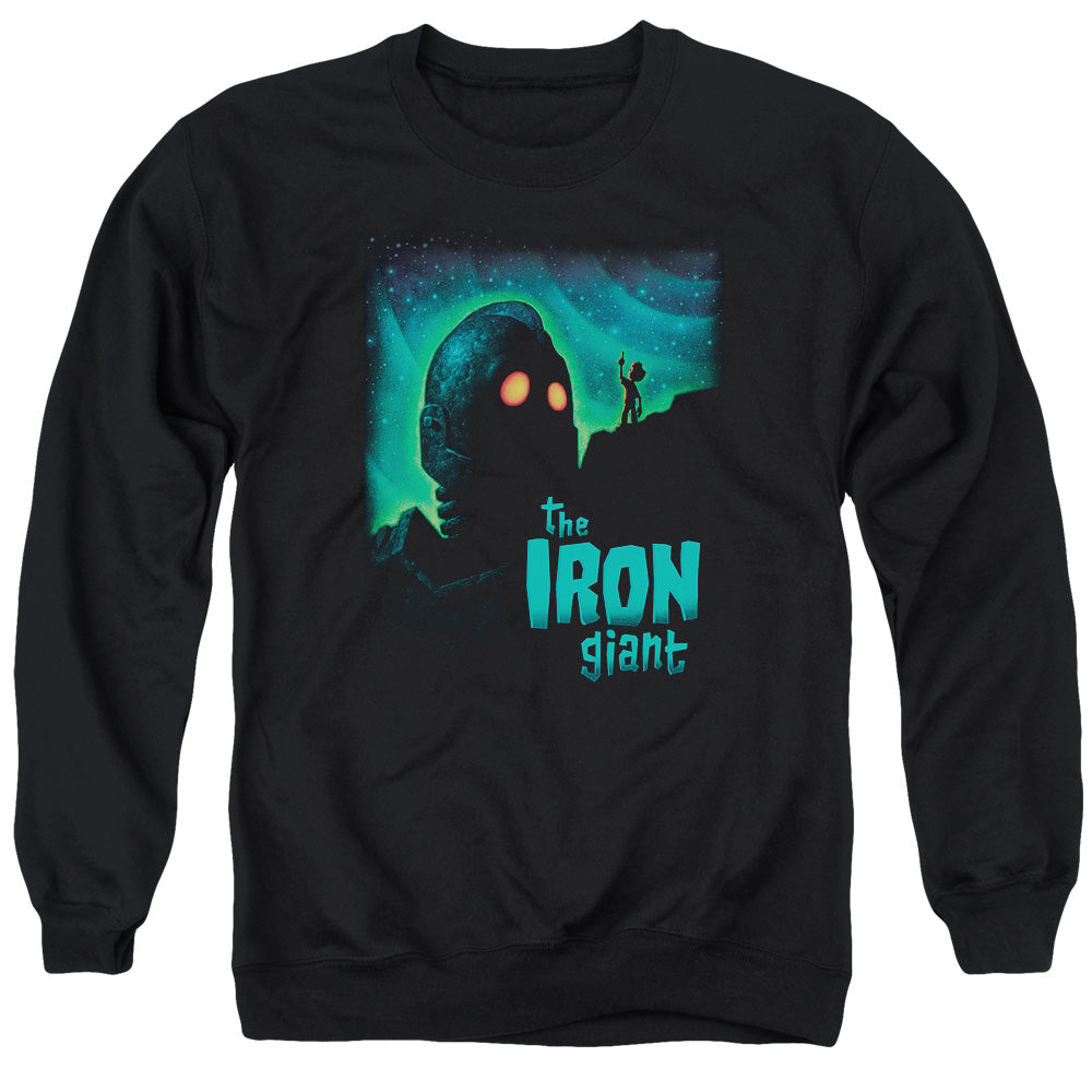 AN OFFCIALLY LICENSED IRON GIANT LOOK TO THE STARS ADULT UNISEX CREWNECK SWEATSHIRT BLACK
