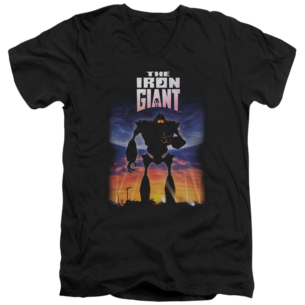 AN OFFCIALLY LICENSED IRON GIANT POSTER MEN'S V-NECK T-SHIRT BLACK