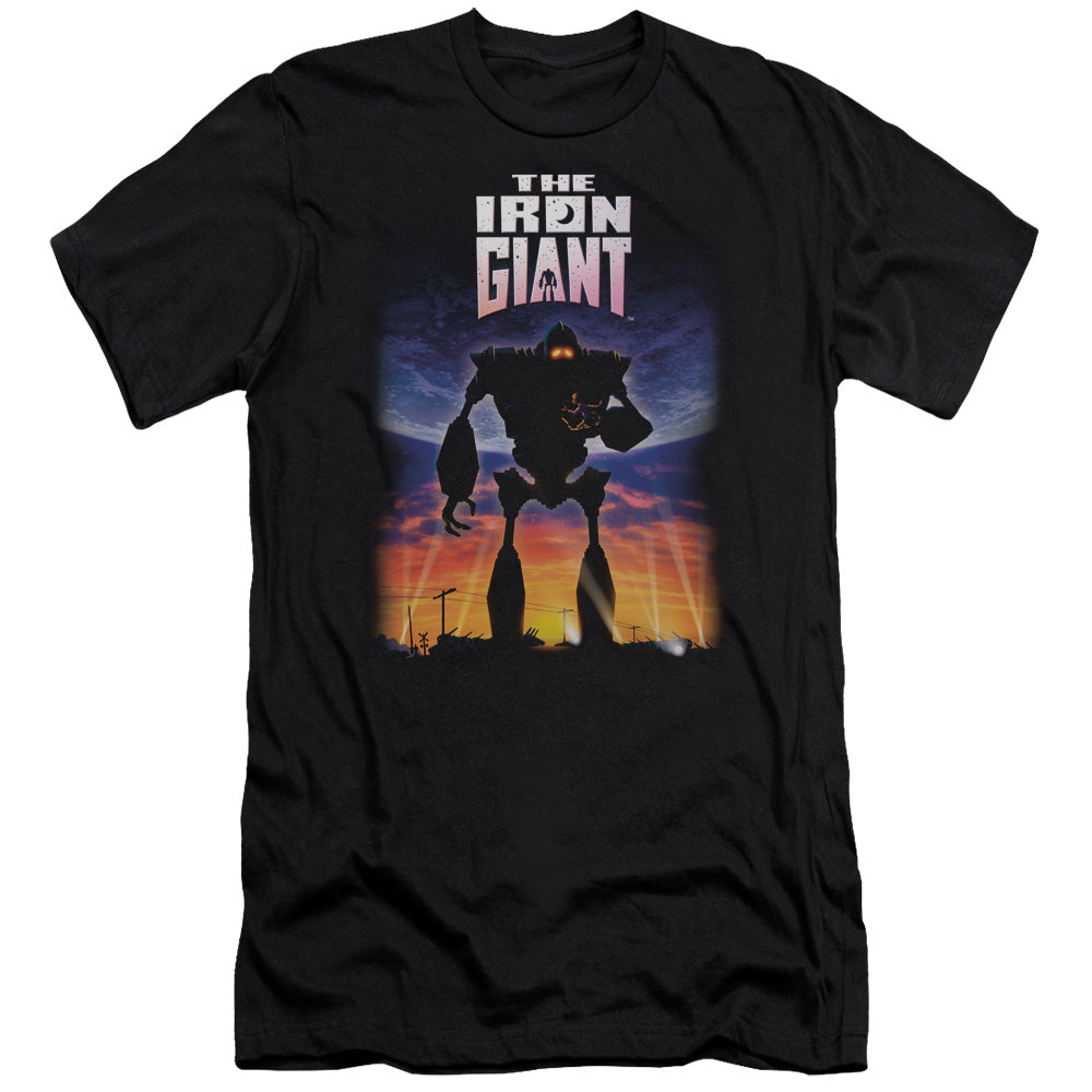 AN OFFCIALLY LICENSED IRON GIANT POSTER MEN'S PREMIUM SLIM FIT T-SHIRT BLACK
