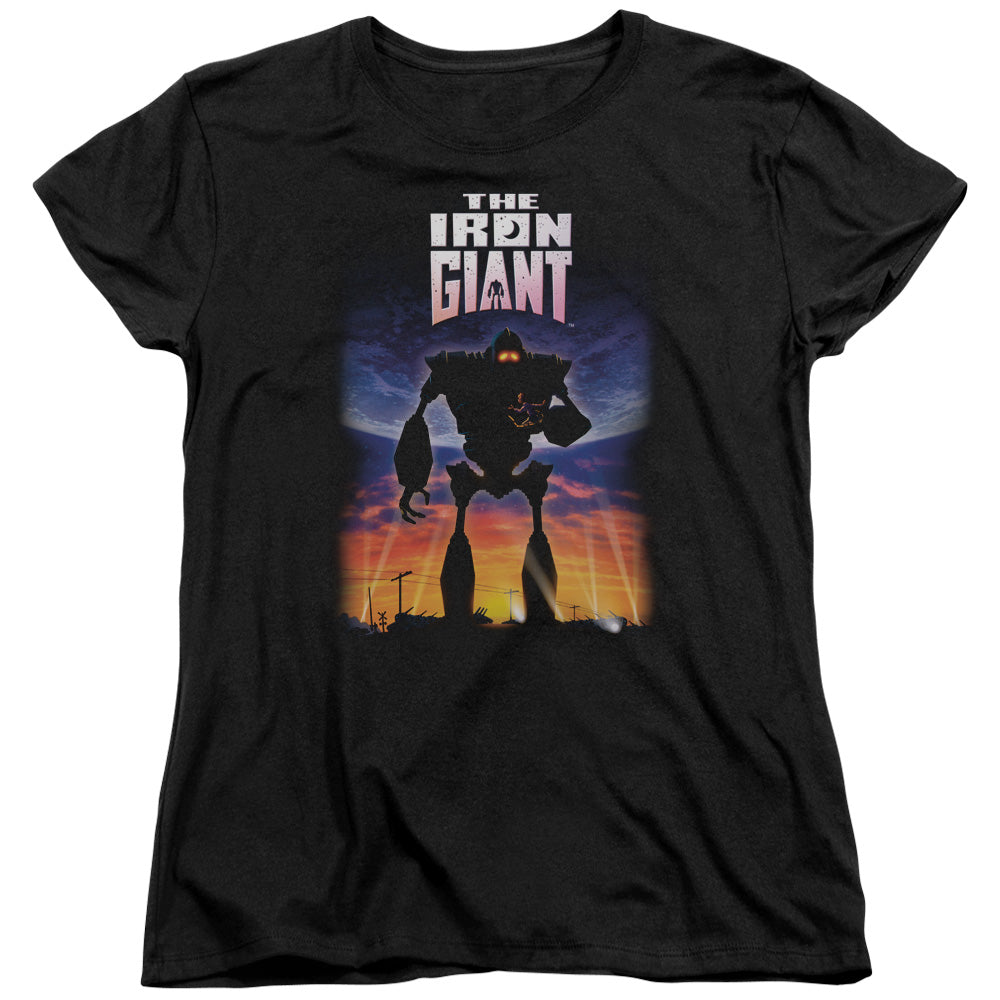 AN OFFCIALLY LICENSED IRON GIANT POSTER WOMEN'S REGULAR FIT T-SHIRT BLACK