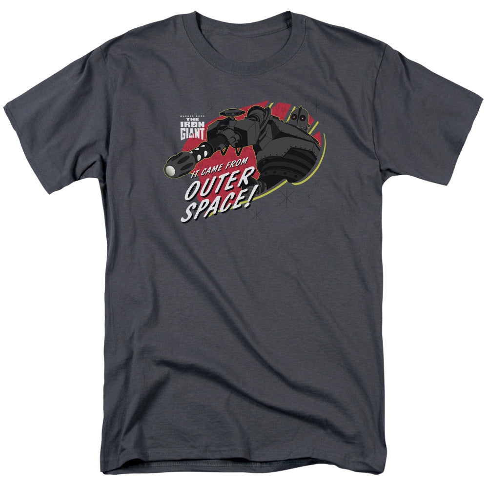 AN OFFCIALLY LICENSED IRON GIANT OUTER SPACE MEN'S REGULAR FIT T-SHIRT CHARCOAL