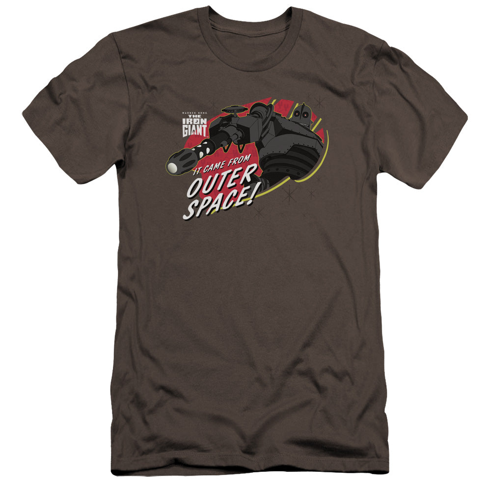 AN OFFCIALLY LICENSED IRON GIANT OUTER SPACE MEN'S PREMIUM SLIM FIT T-SHIRT CHARCOAL