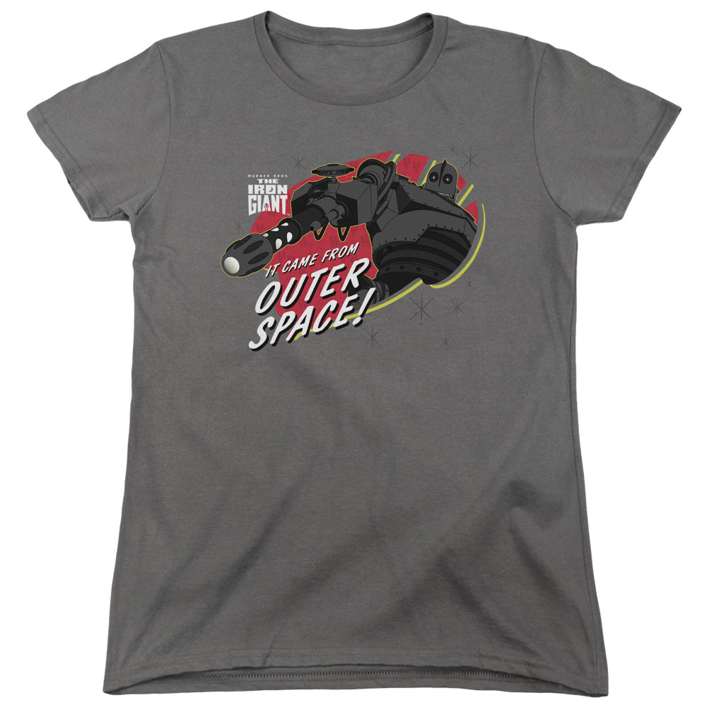 AN OFFCIALLY LICENSED IRON GIANT OUTER SPACE WOMEN'S REGULAR FIT T-SHIRT CHARCOAL