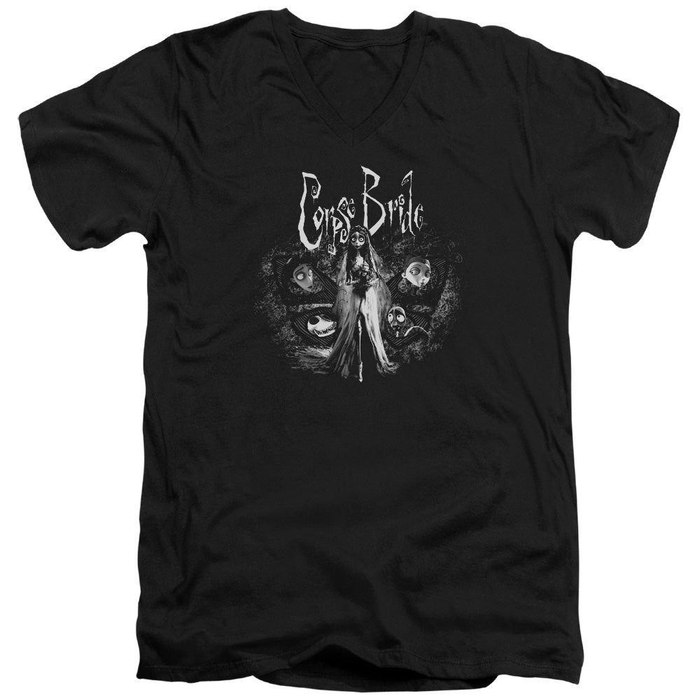 AN OFFCIALLY LICENSED CORPSE BRIDE BRIDE TO BE MEN'S V-NECK T-SHIRT BLACK