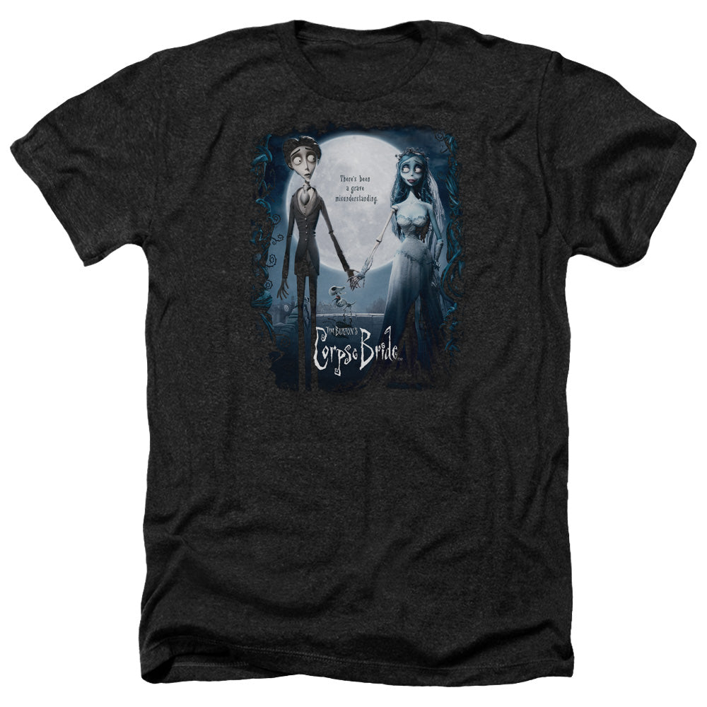 AN OFFCIALLY LICENSED CORPSE BRIDE POSTER MEN'S HEATHER T-SHIRT CHARCOAL