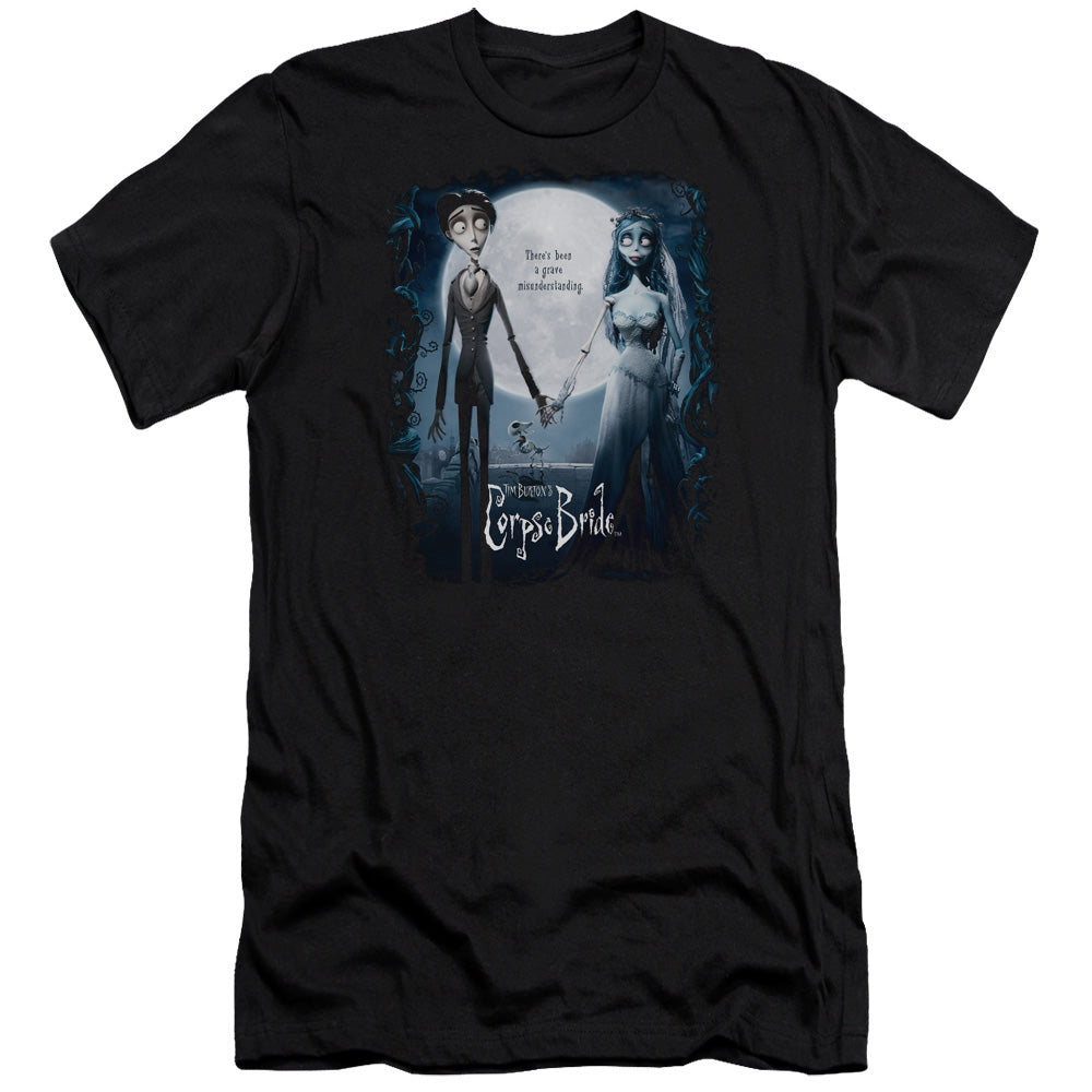 AN OFFCIALLY LICENSED CORPSE BRIDE POSTER MEN'S PREMIUM SLIM FIT T-SHIRT BLACK