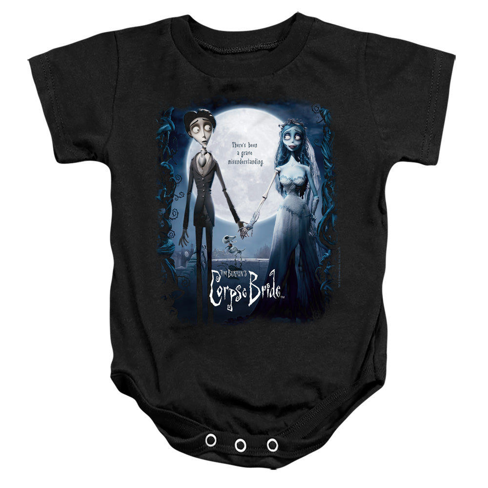 AN OFFCIALLY LICENSED CORPSE BRIDE POSTER BABY BODYSUIT BLACK