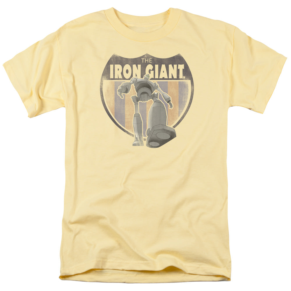 AN OFFCIALLY LICENSED IRON GIANT PATCH MEN'S REGULAR FIT T-SHIRT BANANA