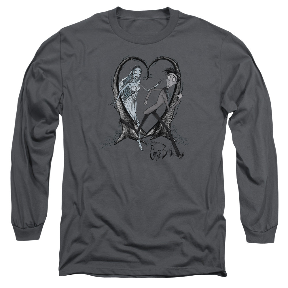 AN OFFCIALLY LICENSED CORPSE BRIDE RUNAWAY GROOM MEN'S LONG SLEEVE T-SHIRT CHARCOAL
