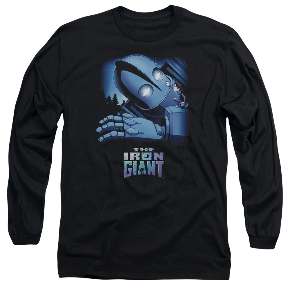 AN OFFCIALLY LICENSED IRON GIANT GIANT AND HOGARTH MEN'S LONG SLEEVE T-SHIRT BLACK
