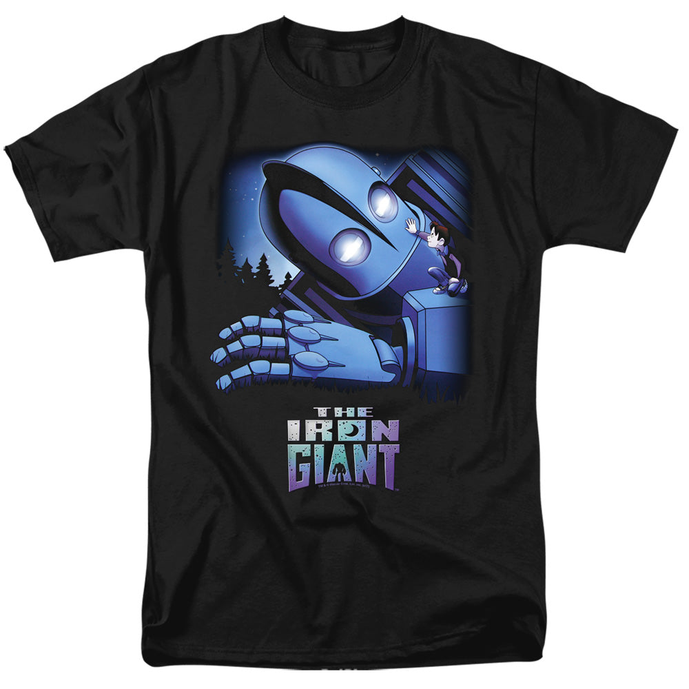 AN OFFCIALLY LICENSED IRON GIANT GIANT AND HOGARTH MEN'S REGULAR FIT T-SHIRT BLACK
