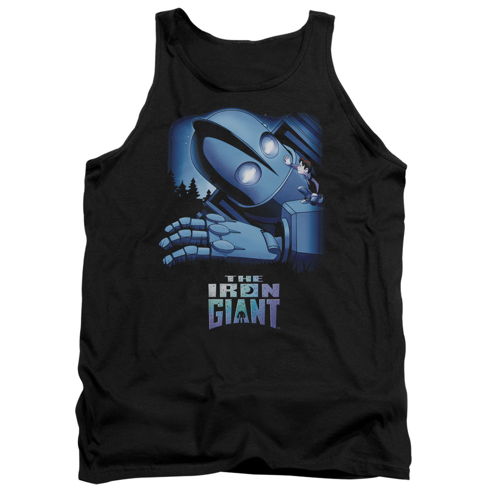 AN OFFCIALLY LICENSED IRON GIANT GIANT AND HOGARTH ADULT UNISEX TANK TOP BLACK
