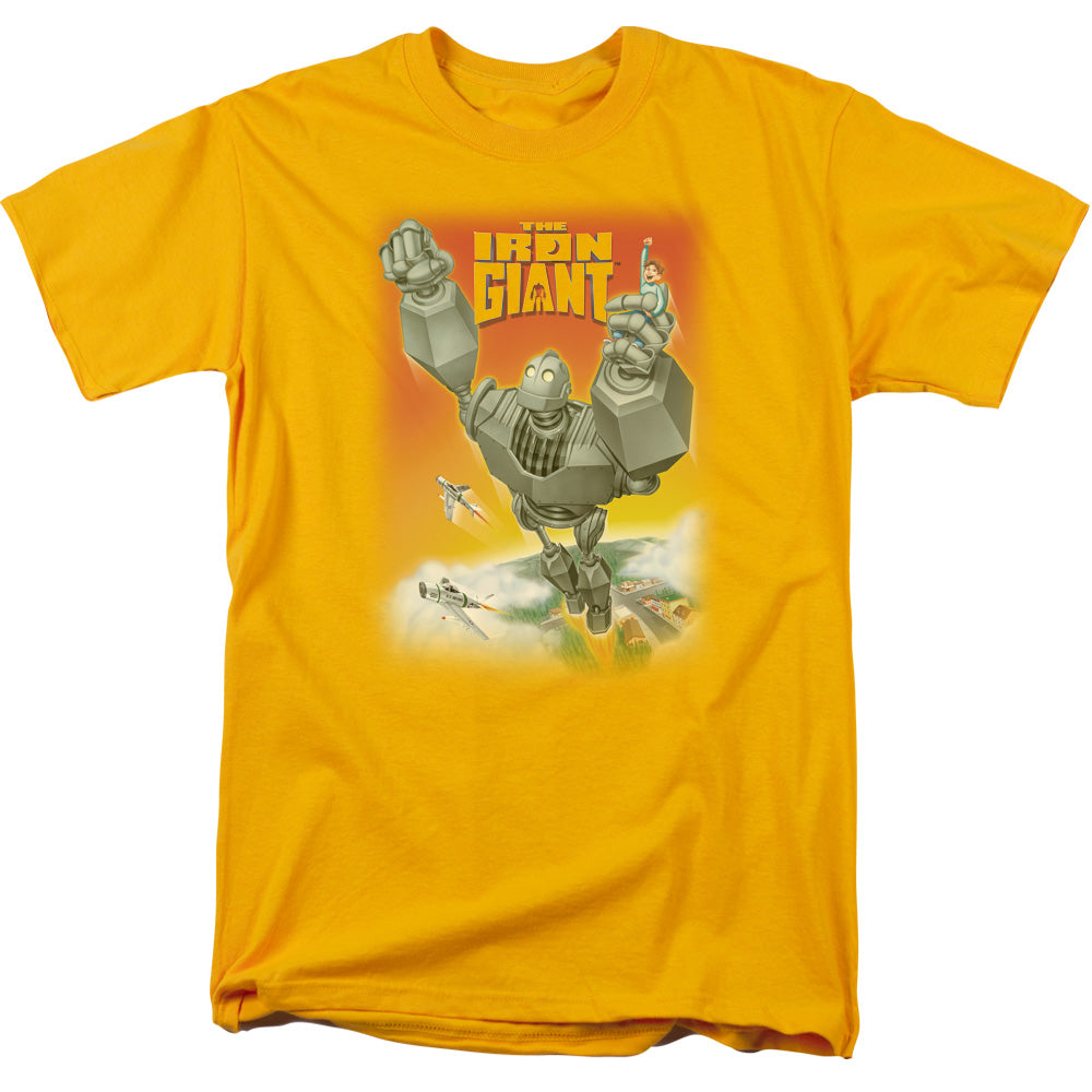 AN OFFCIALLY LICENSED IRON GIANT FLY AWAY MEN'S REGULAR FIT T-SHIRT GOLD