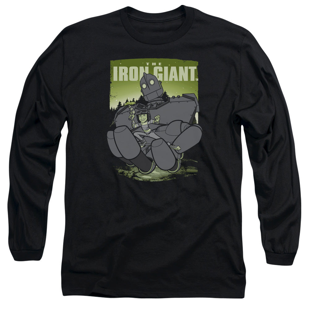 AN OFFCIALLY LICENSED IRON GIANT HELPING HAND MEN'S LONG SLEEVE T-SHIRT BLACK