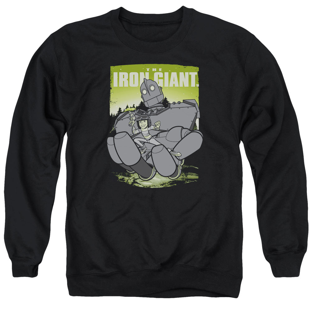 AN OFFCIALLY LICENSED IRON GIANT HELPING HAND ADULT UNISEX CREWNECK SWEATSHIRT BLACK