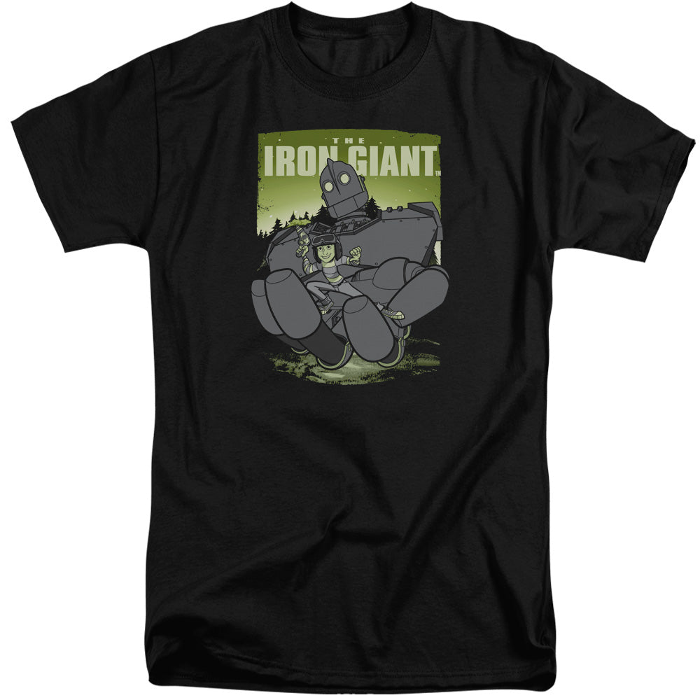 AN OFFCIALLY LICENSED IRON GIANT HELPING HAND MEN'S TALL FIT T-SHIRT BLACK