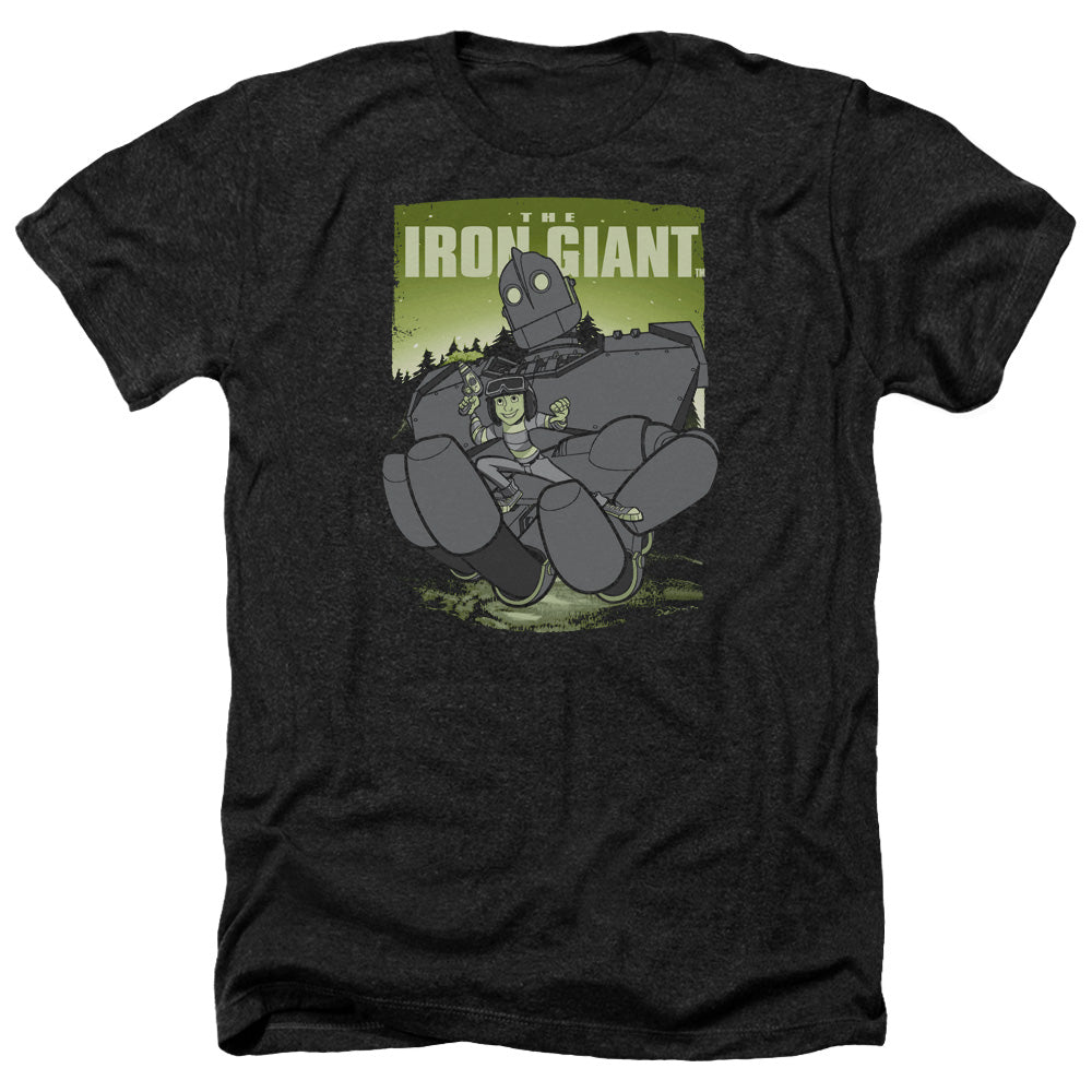 AN OFFCIALLY LICENSED IRON GIANT HELPING HAND MEN'S HEATHER T-SHIRT CHARCOAL