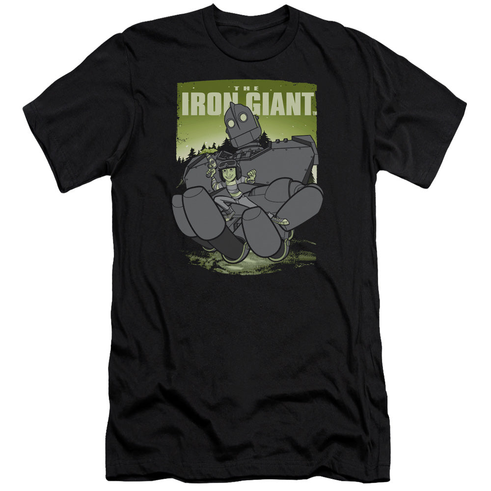 AN OFFCIALLY LICENSED IRON GIANT HELPING HAND MEN'S PREMIUM SLIM FIT T-SHIRT BLACK