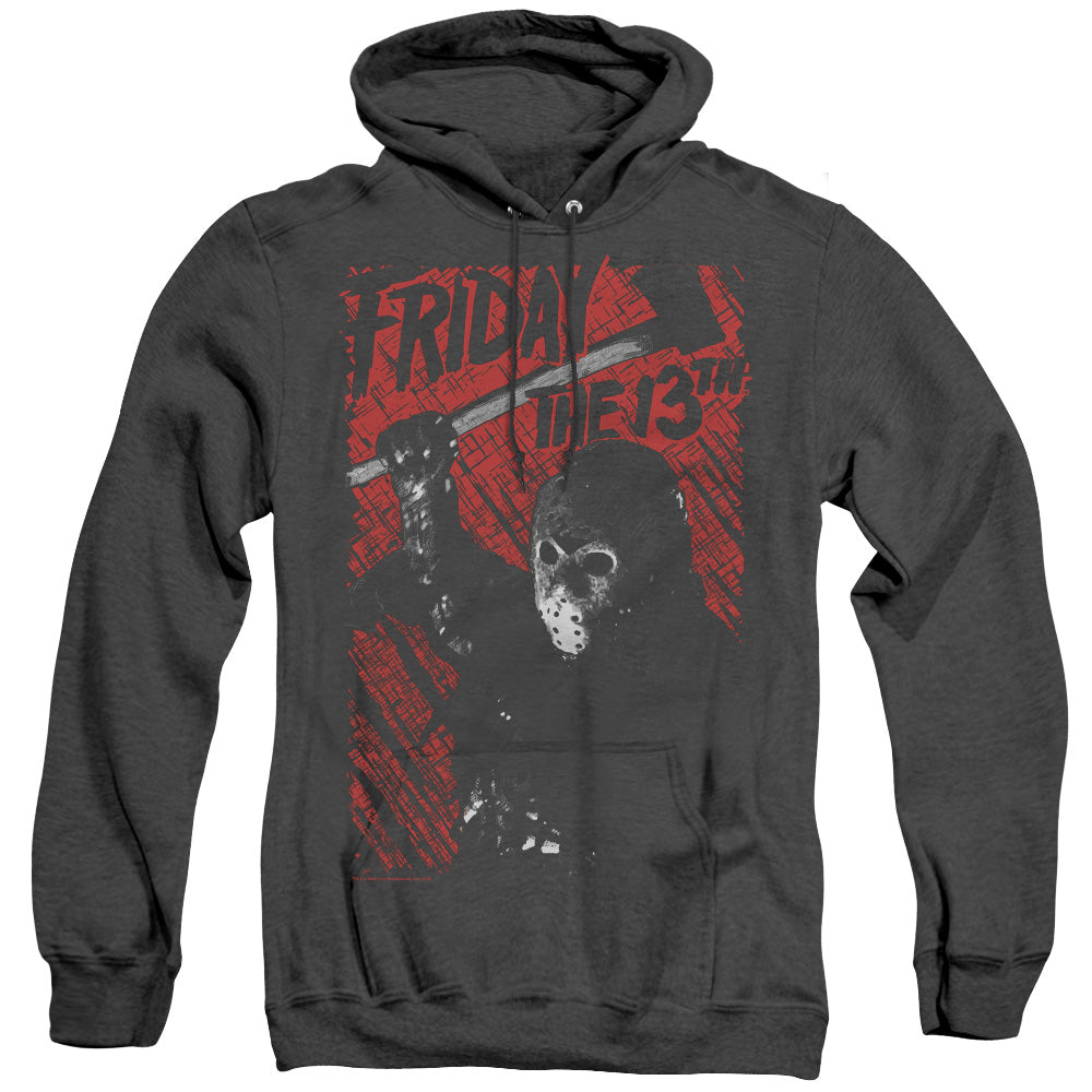 AN OFFCIALLY LICENSED FRIDAY THE 13TH JASON LIVES ADULT UNISEX HEATHER PULLOVER HOODIE BLACK
