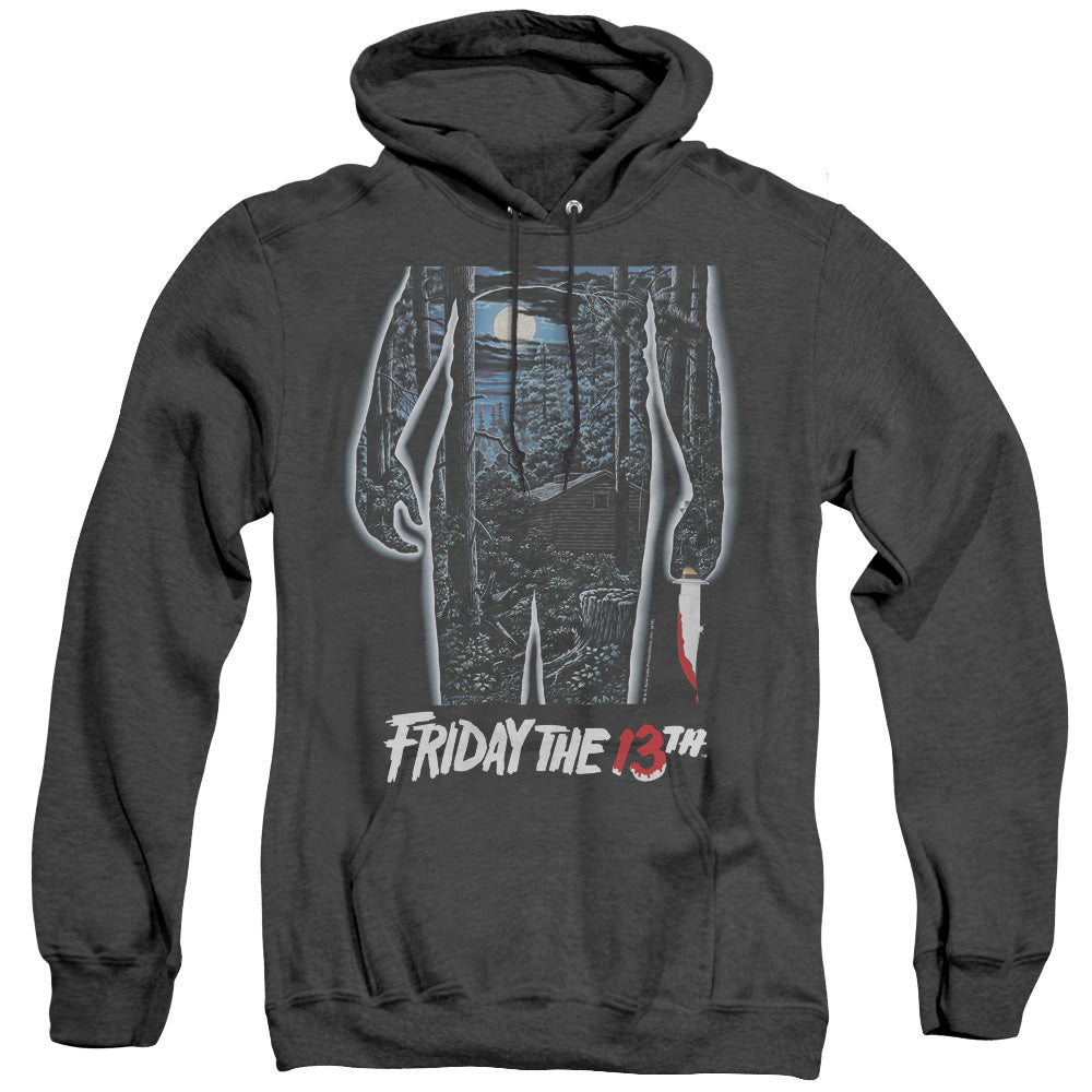 AN OFFCIALLY LICENSED FRIDAY THE 13TH 13TH POSTER ADULT UNISEX HEATHER PULLOVER HOODIE BLACK