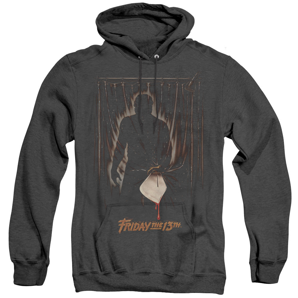 AN OFFCIALLY LICENSED FRIDAY THE 13TH PART 3 POSTER ADULT UNISEX HEATHER PULLOVER HOODIE BLACK