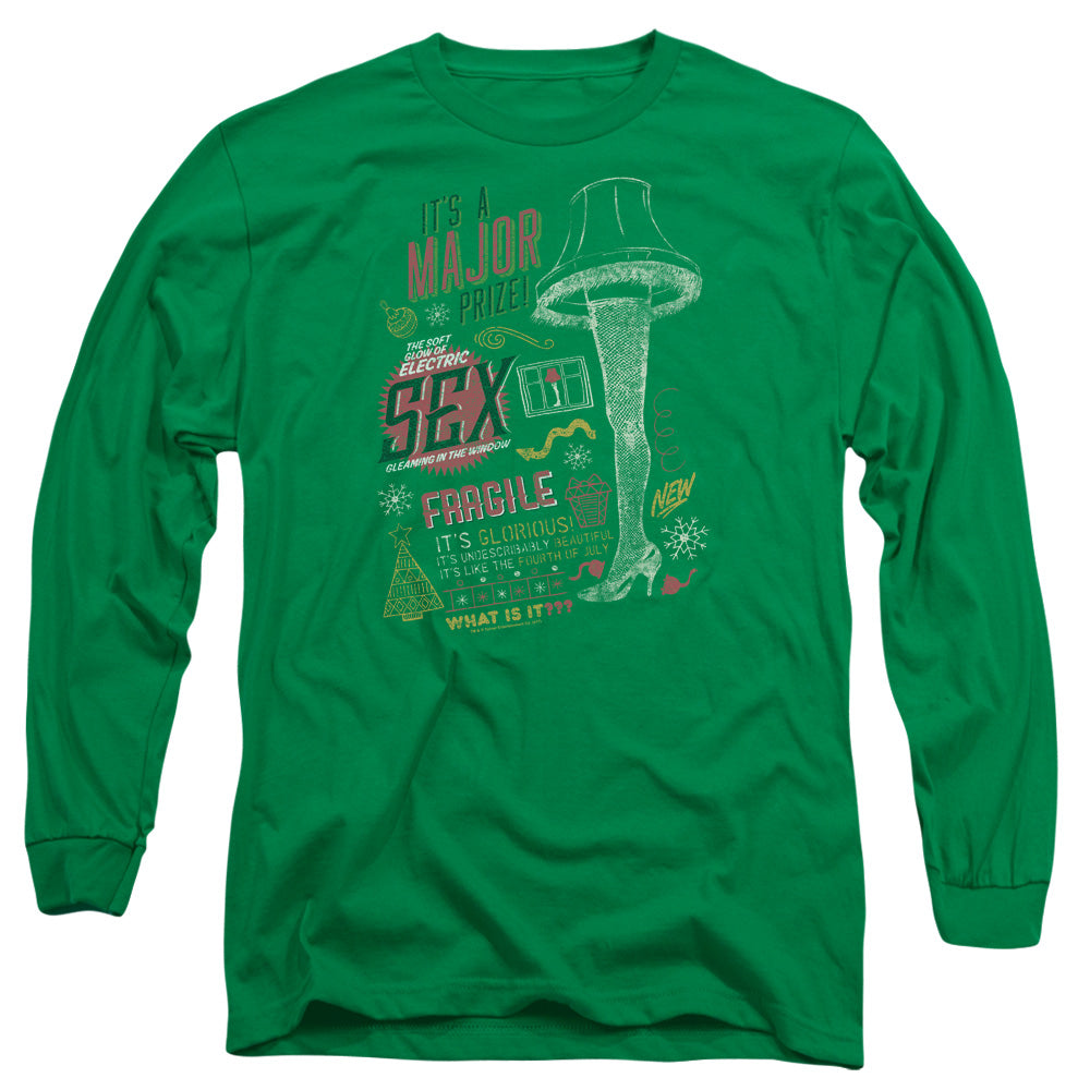 AN OFFCIALLY LICENSED A CHRISTMAS STORY ITS A MAJOR PRIZE MEN'S LONG SLEEVE T-SHIRT KELLY GREEN