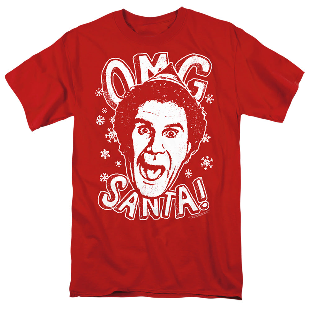 AN OFFCIALLY LICENSED ELF OMG SANTA MEN'S REGULAR FIT T-SHIRT RED