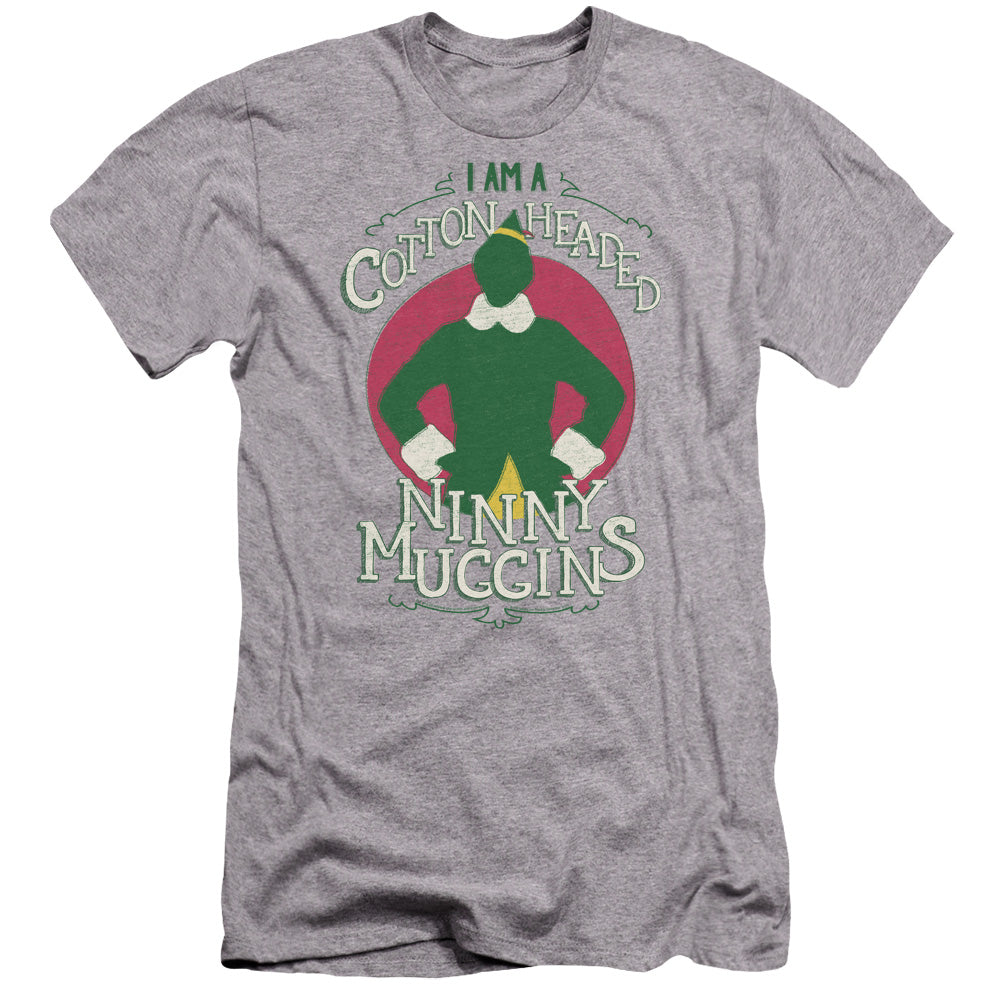 AN OFFCIALLY LICENSED ELF COTTON HEADED MEN'S PREMIUM SLIM FIT T-SHIRT ATHLETIC HEATHER