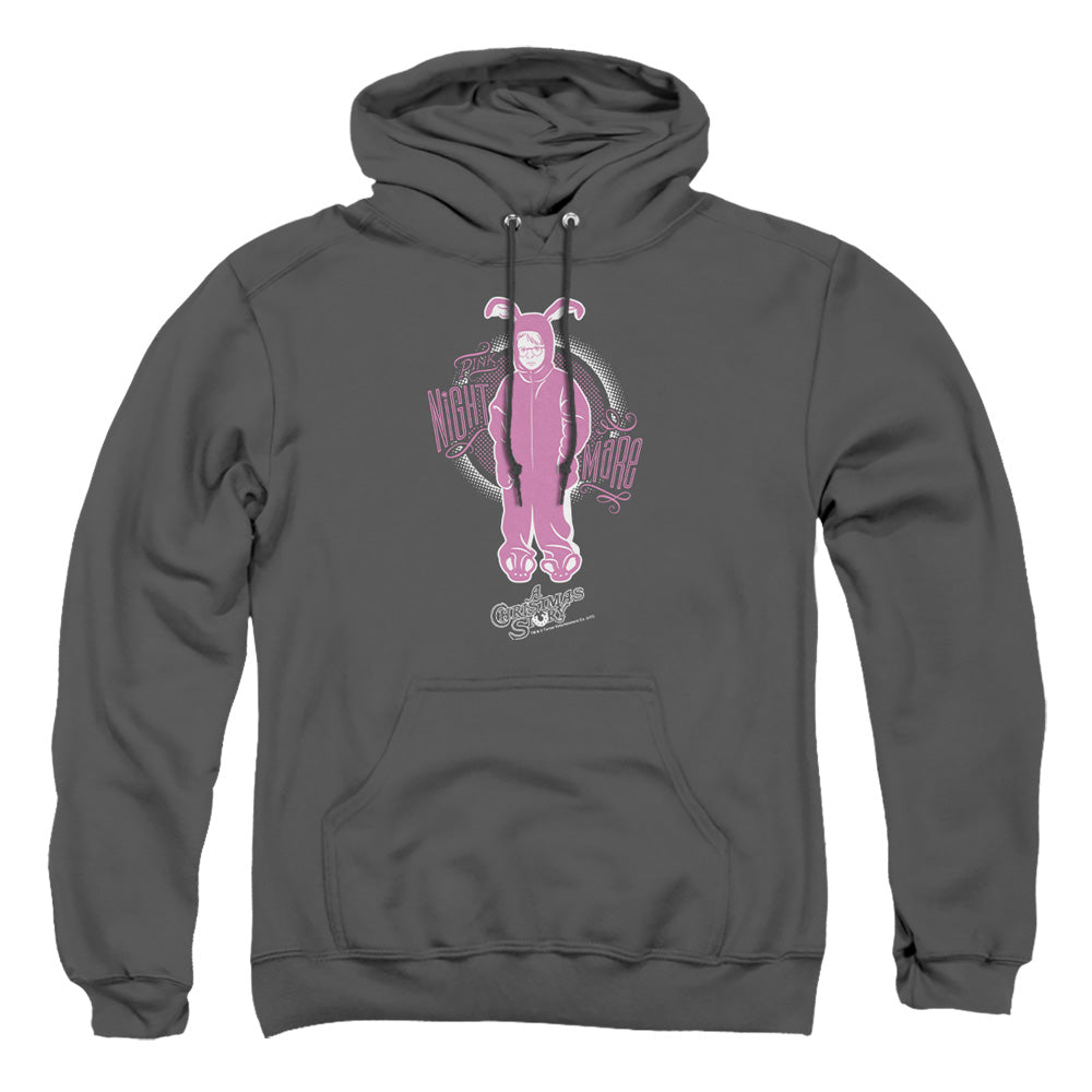 AN OFFCIALLY LICENSED A CHRISTMAS STORY PINK NIGHTMARE ADULT UNISEX PULLOVER HOODIE CHARCOAL