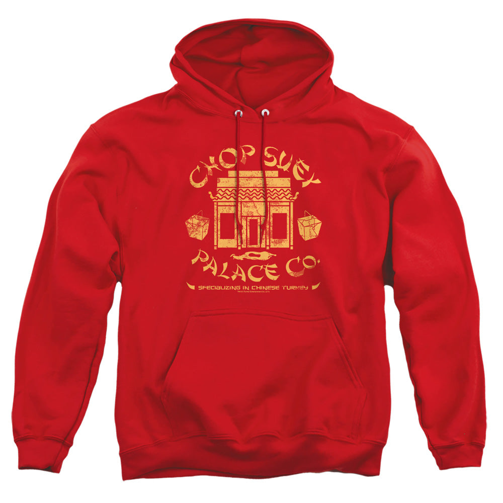 AN OFFCIALLY LICENSED A CHRISTMAS STORY CHOP SUEY PALACE CO ADULT UNISEX PULLOVER HOODIE RED