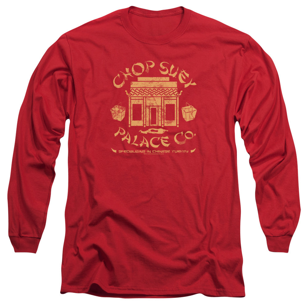 AN OFFCIALLY LICENSED A CHRISTMAS STORY CHOP SUEY PALACE CO MEN'S LONG SLEEVE T-SHIRT RED