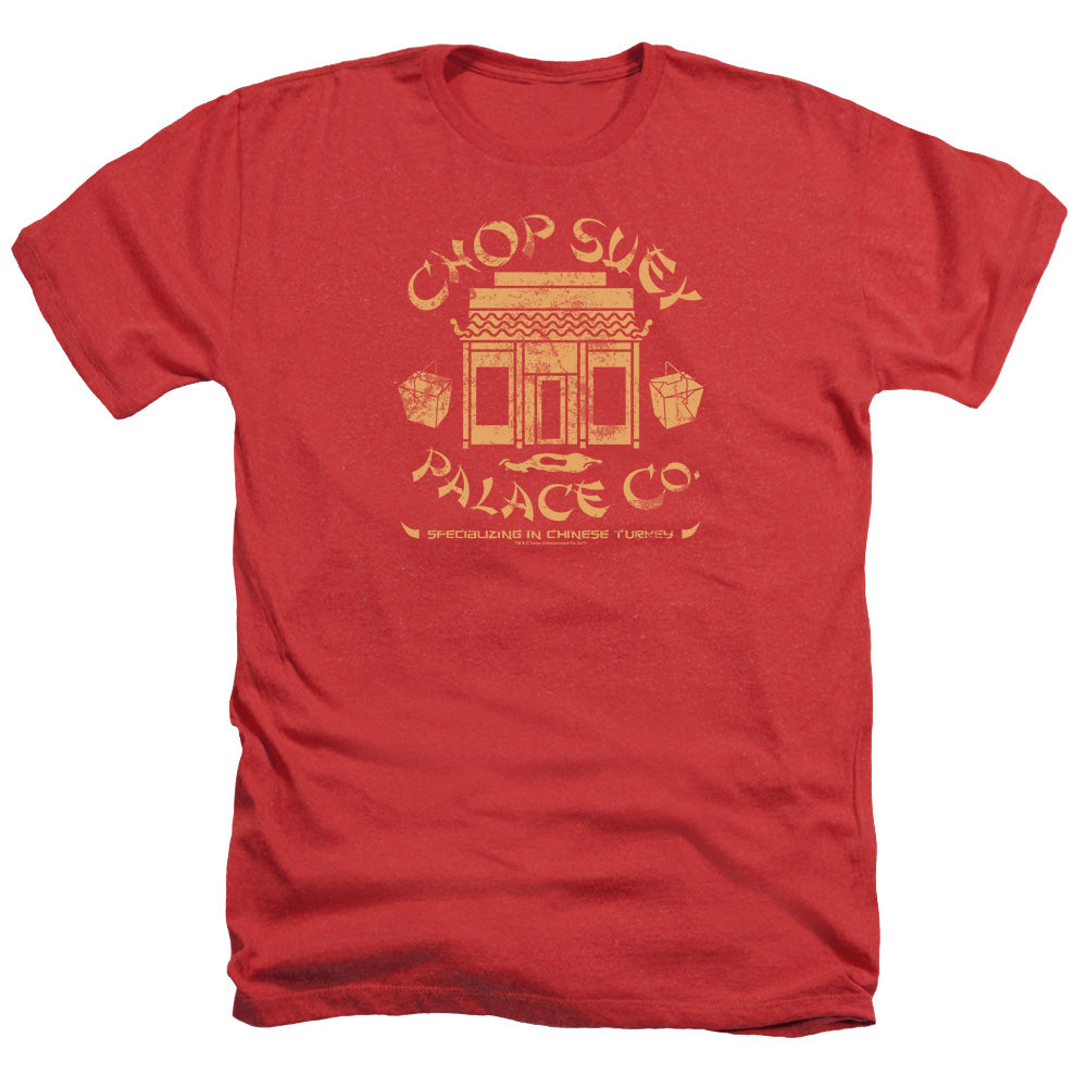 AN OFFCIALLY LICENSED A CHRISTMAS STORY CHOP SUEY PALACE CO MEN'S HEATHER T-SHIRT RED