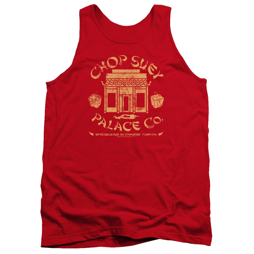 AN OFFCIALLY LICENSED A CHRISTMAS STORY CHOP SUEY PALACE CO ADULT UNISEX TANK TOP RED