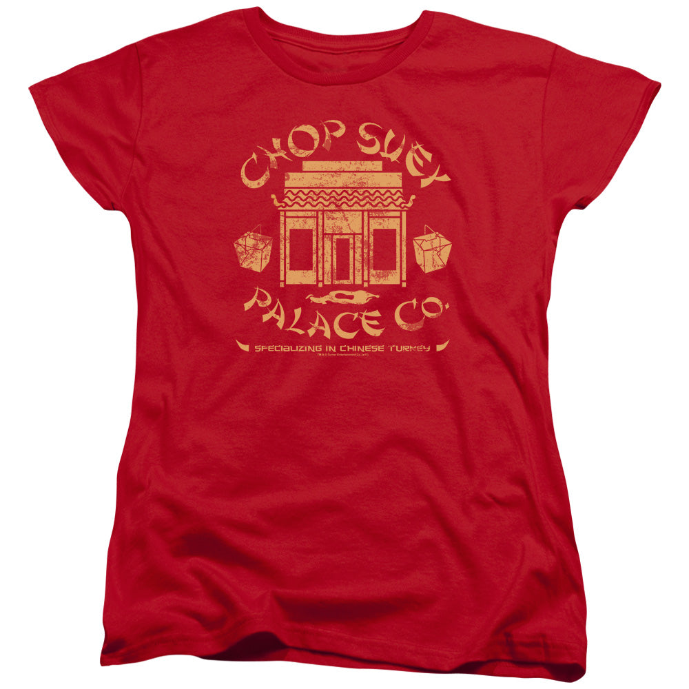 AN OFFCIALLY LICENSED A CHRISTMAS STORY CHOP SUEY PALACE CO WOMEN'S REGULAR FIT T-SHIRT RED