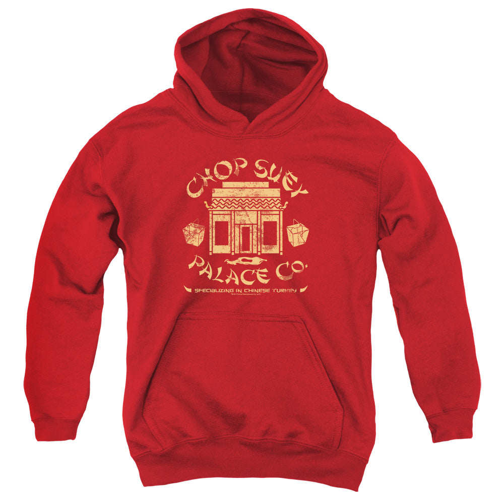 AN OFFCIALLY LICENSED A CHRISTMAS STORY CHOP SUEY PALACE CO YOUTH HOODIE RED