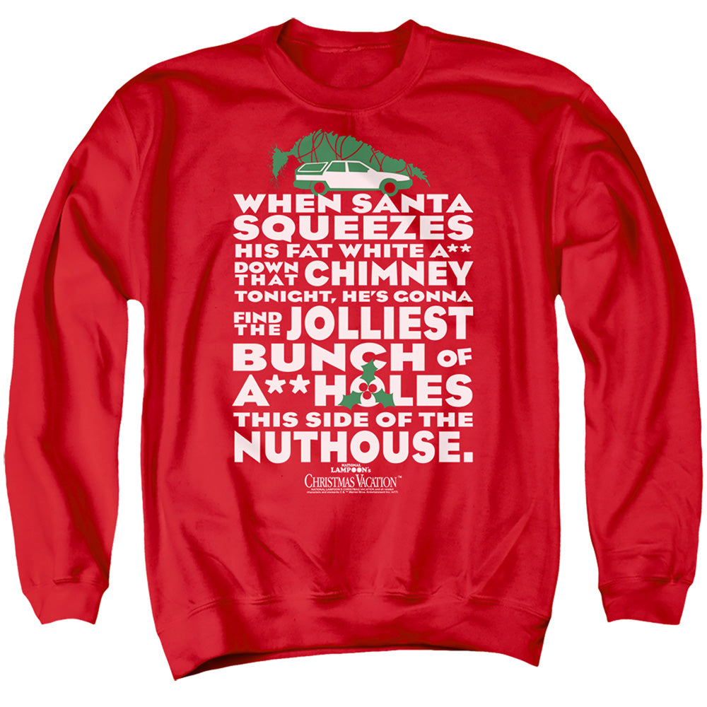 AN OFFCIALLY LICENSED CHRISTMAS VACATION JOLLIEST BUNCH ADULT UNISEX CREWNECK SWEATSHIRT RED