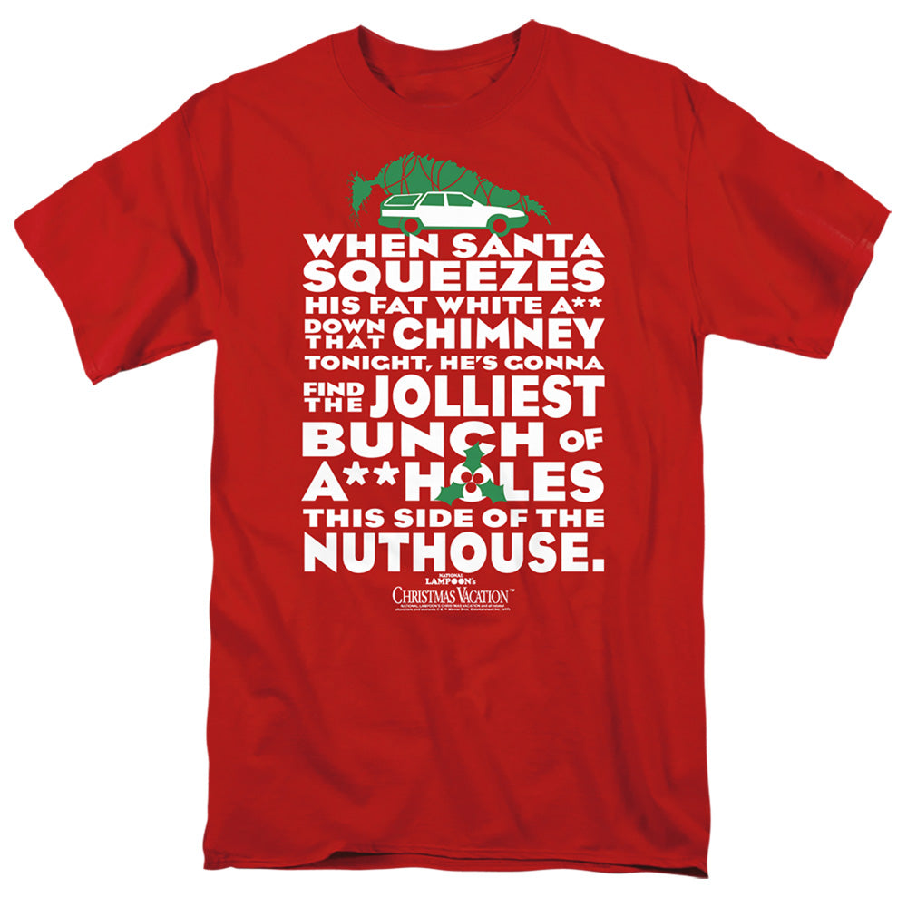 AN OFFCIALLY LICENSED CHRISTMAS VACATION JOLLIEST BUNCH MEN'S REGULAR FIT T-SHIRT RED