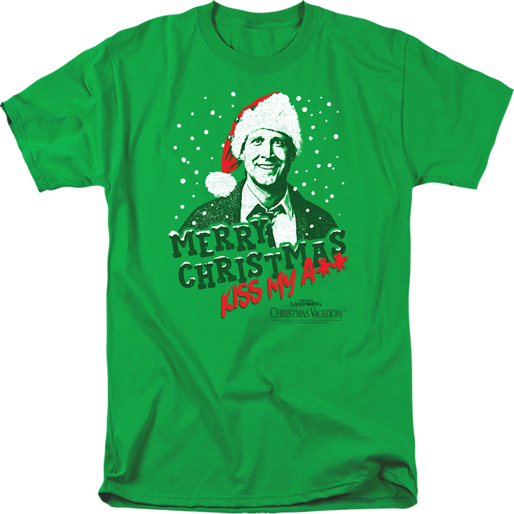 AN OFFCIALLY LICENSED CHRISTMAS VACATION MERRY CHRISTMAS MEN'S REGULAR FIT T-SHIRT KELLY GREEN