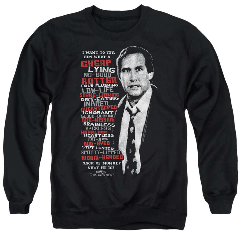 AN OFFCIALLY LICENSED CHRISTMAS VACATION PROFANITIES ADULT UNISEX CREWNECK SWEATSHIRT BLACK
