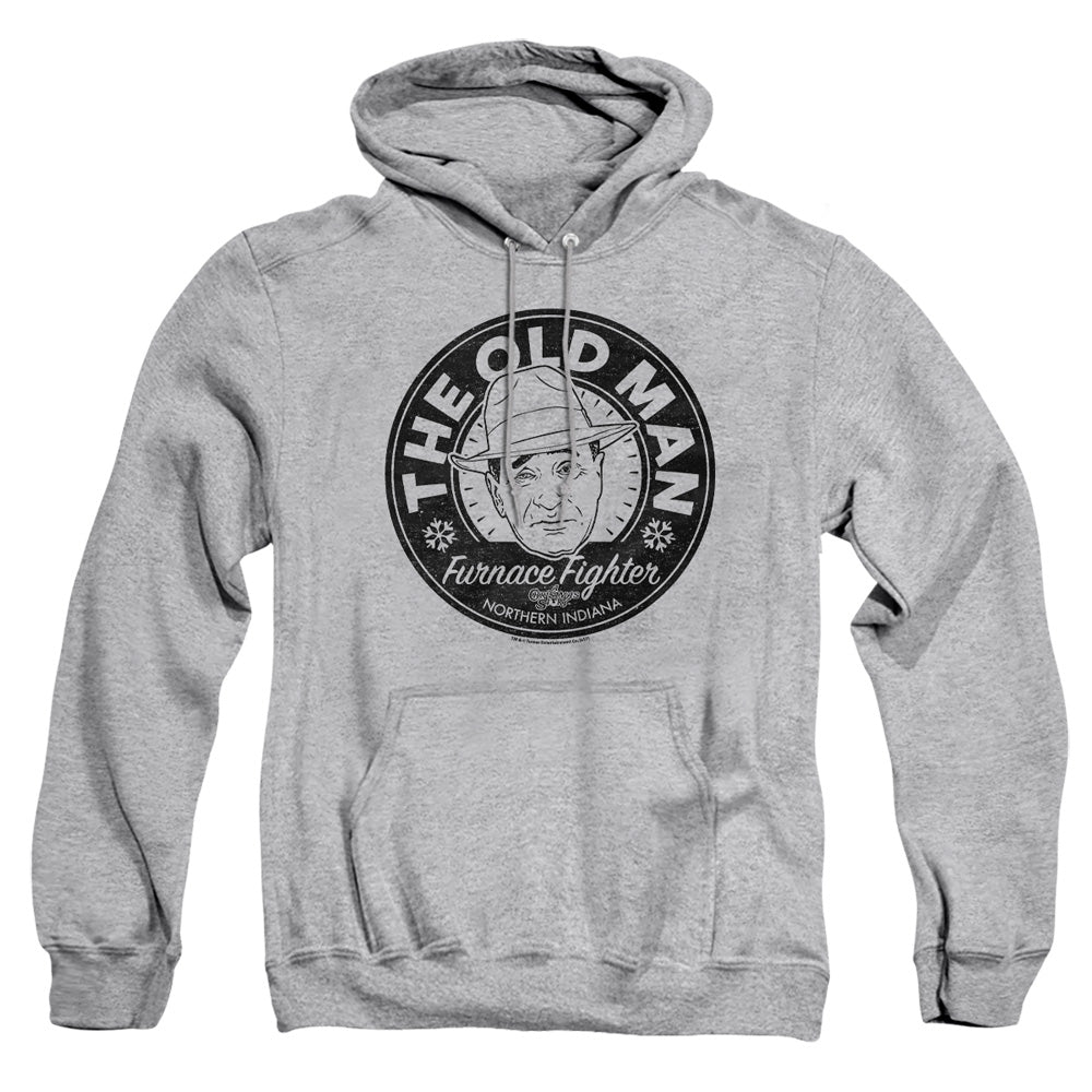 AN OFFCIALLY LICENSED A CHRISTMAS STORY THE OLD MAN ADULT UNISEX PULLOVER HOODIE ATHLETIC HEATHER