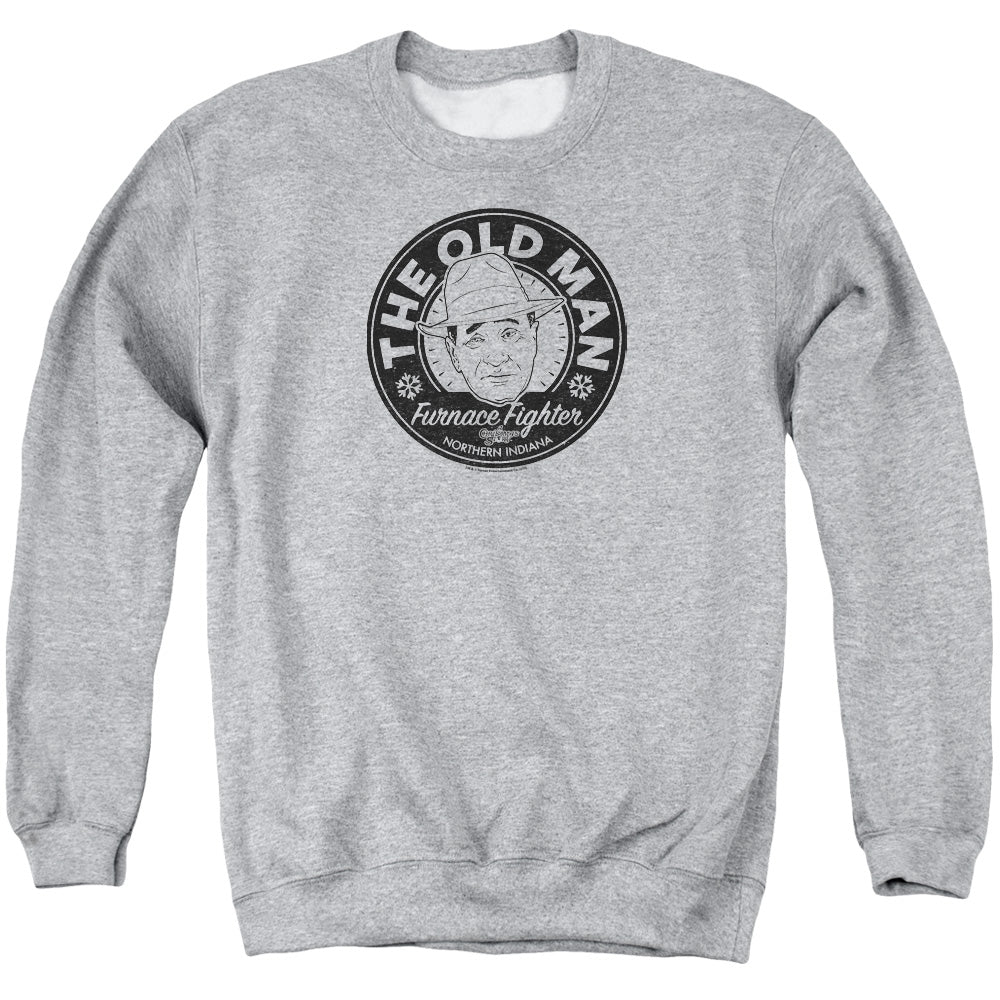 AN OFFCIALLY LICENSED A CHRISTMAS STORY THE OLD MAN ADULT UNISEX CREWNECK SWEATSHIRT ATHLETIC HEATHER