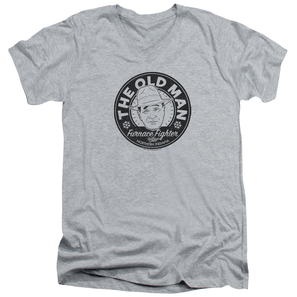 AN OFFCIALLY LICENSED A CHRISTMAS STORY THE OLD MAN MEN'S V-NECK T-SHIRT ATHLETIC HEATHER