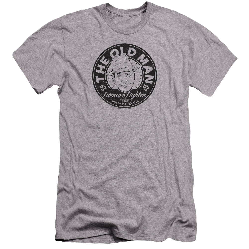 AN OFFCIALLY LICENSED A CHRISTMAS STORY THE OLD MAN MEN'S PREMIUM SLIM FIT T-SHIRT ATHLETIC HEATHER