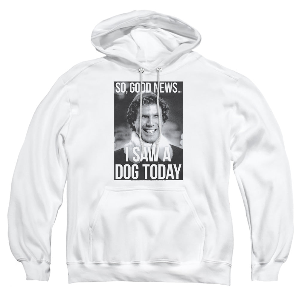 AN OFFCIALLY LICENSED ELF MUST LOVE DOGS ADULT UNISEX PULLOVER HOODIE WHITE