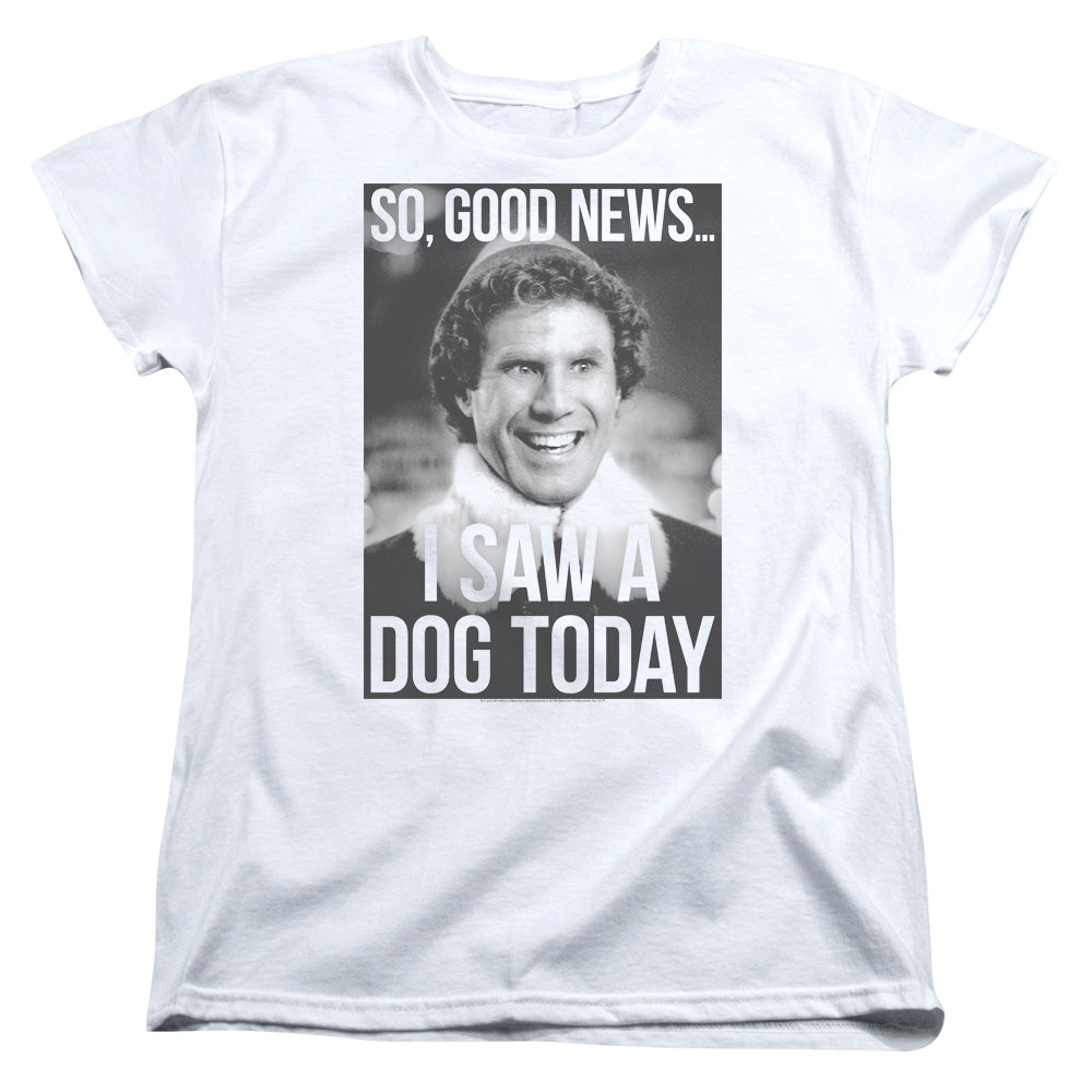 AN OFFCIALLY LICENSED ELF MUST LOVE DOGS WOMEN'S REGULAR FIT T-SHIRT WHITE